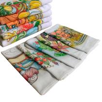 Kit 10 Panos de Prato 40x65cm Algodão Estampados Cozinha Alta Absorção Uso Diário