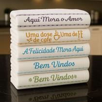 Kit 10 Panos de Prato Jacquard Atoalhado Copa Frases Bordar Kit 10 Panos de Prato Jacquard Atoalhado Copa Frases Bordar