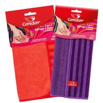 Kit 10 Panos Microfibra 2em1 Esfrega Seca Cozinha Condor