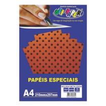 Kit 10 Papéis Bolinha Metalizada Marrom A4 120g - Off Paper Kit 10 Papéis Bolinha Metalizada Marrom A4 120g - Off Paper