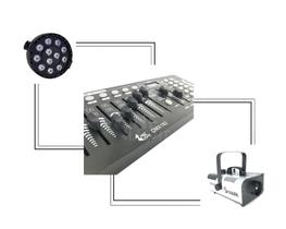 Kit 10 par led 12x1w rgbw dmx 512 maquina de fumaça 1200w