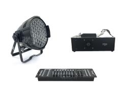 Kit 10 par led 54x3w rgbwa maquina fumaça 1500w mesa dmx 512 Kit 10 par led 54x3w rgbwa maquina fumaça 1500w mesa dmx 512