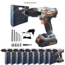 Kit 10 Parafusadeira e Furadeira de Impacto à Bateria com 10 Baterias 20V FP20X