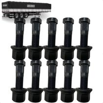 Kit 10 Parafuso Roda Careta Guerra Noma Rondon 22x96 Traseiro Estriado Com Porca Ch32