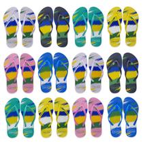 Kit 10 Pares Chinelo Rasteira Feminino Bandeira Brasil F06