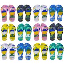 Kit 10 Pares Chinelo Slim Infantil Menino Menina Brasil F07
