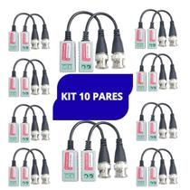 KIT 10 Pares de Conector Video Balun Para Cameras Hd Cvi Tvi Conversor UTP HD