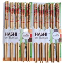 Kit 10 pares de Hashis Decorados em Bambu 24 cm