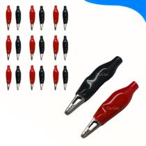Kit 10 Pares Garra Jacaré Clip 5a Pequeno Vermelho E Preto Kit 10 Pares Garra Jacaré Clip 5a Pequeno Vermelho E Preto
