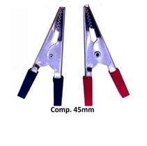 Kit 10 Pares Garra Jacaré Isolada 45mm PT/VM - Conector Elétrico