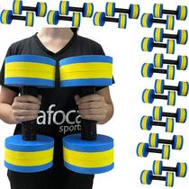 Kit 10 Pares Halteres de Hidroginástica Redondo em EVA DF4017-AZ 3-4Kg Azul/Amarelo Dafoca Sports