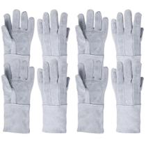 Kit 10 Pares Luva de Raspa em Couro Punho 15 Proteção Individual EPI Segurança do Trabalho Soldador Construção Civil