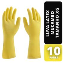 Kit 10 Pares Luva Latex C/ Forro Amarela Tam XG Mucambo
