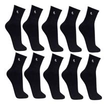 Kit 10 Pares Meia Lupo Cano Médio Sport Masculina Preta Tam G 41 a 44