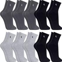 Kit 10 Pares Meias Lupo Original Algodão Cano Alto Longo Masculina Academia Atacado Esportiva 3245-2