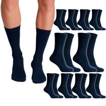 Kit 10 Pares Meias Social Masculina Confortável Cano Longo Cor:Todas Azul Marinho