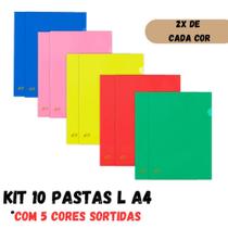 Kit 10 pasta L A4 Acp com 5 Cores Sortidas 1134