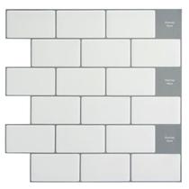 Kit 10 Pastilha Adesiva Resinada Tijolinho Branco 3d Azulejo Cozinha Banheiro