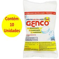 Kit 10 Pastilha de Cloro Genco 200gr 3 em 1 Múltipla ação