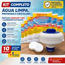 Kit 10 Pastilhas Genclor T200 200g Genco E Clorador Flutuante