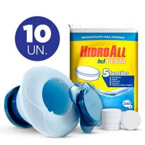Kit 10 pastilhas hcl penta e flutuador margarida limpeza de piscinas Kit 10 pastilhas hcl penta e flutuador margarida limpeza de piscinas