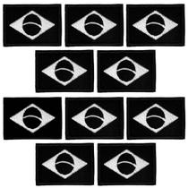 Kit 10 Patch Bandeira do Brasil Preta e Branca 5x3,5cm