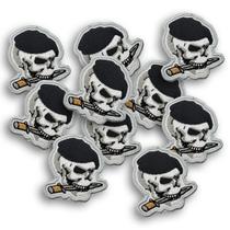 Kit 10 Patch Bordado Caveira Militar Termocolante Aplique 6x6,5