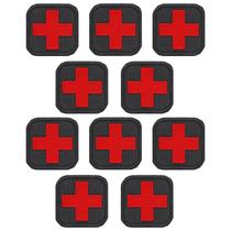 Kit 10 Patch Bordado Cruz Preta Socorrista Termocolante 4x4