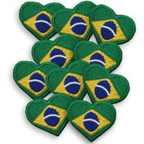 Kit 10 Patch Brasil Coração Termocolante Aplique 4x3cm