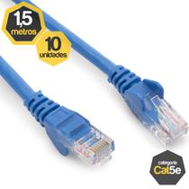 Kit 10 Patch Cord Cat5e Azul 1,50 Metros