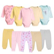 Kit 10 Pç Body Manga Longa Mijão Roupa de Bebê Menino Menina