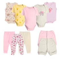 Kit 10 Pç Roupa De Bebê Verão Body Mijão Short Menino Menina