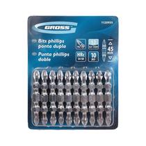 Kit 10 pçs bits ponta dupla ph2 45mm aço cromo gross 1120955