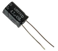 Kit 10 pçs - capacitor eletrolitico 4,7x450v - 4,7 uf x 450v