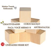 KIT 10 Pçs Cubos de Madeira Pinus 6,5x6,5 Artesanatos