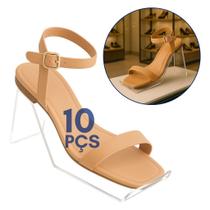 Kit 10 Pçs Expositor Calçados Feminino Suporte Sandália Vitrine Balcão Bancada Loja Comercio Display
