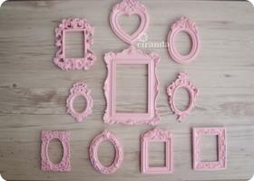 Kit 10 Pçs Molduras Resina D223 Quarto Sala Casa Moderno Vintage Parede Quadros