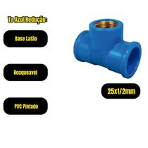 Kit 10 Pçs Te Azul Redução Base Latão 25x25mm X 1/2 Kit 10 Pçs Te Azul Redução Base Latão 25x25mm X 1/2