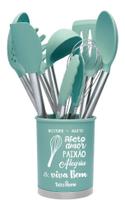 Kit 10 Pçs Utensílios Domésticos Silicone Cabo Inox madeira