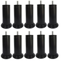 Kit 10 Pe Cama Box Fixo Preto 12cm Plástico Com Parafuso Central