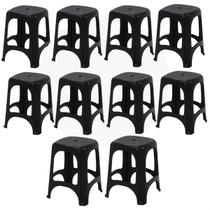 Kit 10 PeÇas Banqueta Banquinho de Plastico Niteroi Preta Tramontina