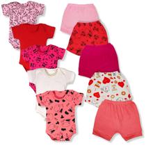 Kit 10 Peças Body Bebe M/Curta E Shorts 100% Algodão Menino