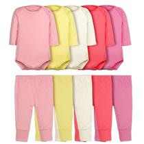 Kit 10 Peças Body Bebê Manga Longa E Calça Mijão Liso Algodão Amor Kit 10 Peças Body Bebê Manga Longa E Calça Mijão Liso Algodão Amor