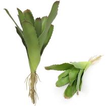 Kit 10 Peças Bromélia Planta Artificial Verde 8 Folhas 21cm