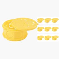 Kit 10 peças Caixa de PVC Octogonal 4X4 Amarela C/ Fundo Movel 57500005 Tramontina