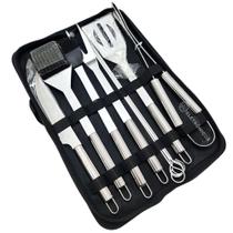 Kit 10 Peças Churrasco Cozinha Aço Inox + Bolsa Transporte Ideal Para Cortar Carne LCC2325