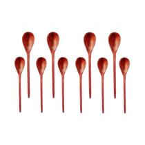Kit 10 Peças Colher De Pau Madeira Modelo Intermediário 33 Cm