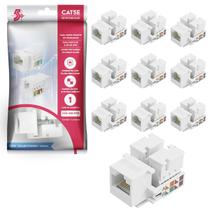 Kit 10 Peças Conector Rj45 Fêmea Utp Keystone Cat.5e Branco