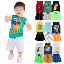 Kit 10 Peças de Conjunto Regata para Meninos ou Kit 5 de Conjunto Regata Infantil para Menino verão Kit 10 Peças de Conjunto Regata para Meninos ou Kit 5 de Conjunto Regata Infantil para Menino verão