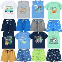 Kit 10 Peças de Roupa Infantil Menino 5 Conjuntos de Verão Sortido - Produto Nacional